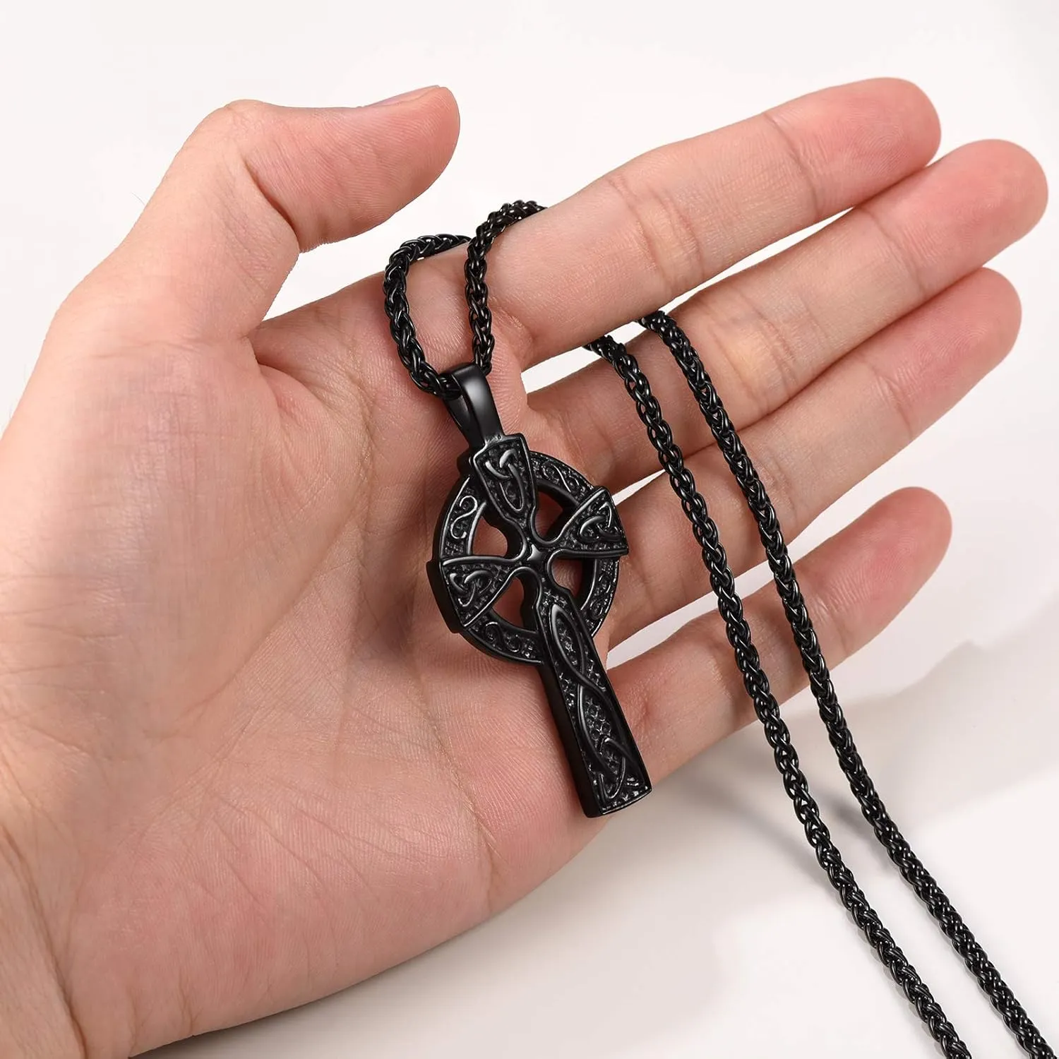 PROSTEEL 316L Stainless Steel Celtic Knot Triquetra Necklace, Irish Christian Cross Pendant Necklace for Men Women, Protection Amulet Jewelry, 22"-24" Adjustable, Come with Box