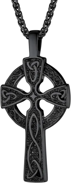 PROSTEEL 316L Stainless Steel Celtic Knot Triquetra Necklace, Irish Christian Cross Pendant Necklace for Men Women, Protection Amulet Jewelry, 22"-24" Adjustable, Come with Box