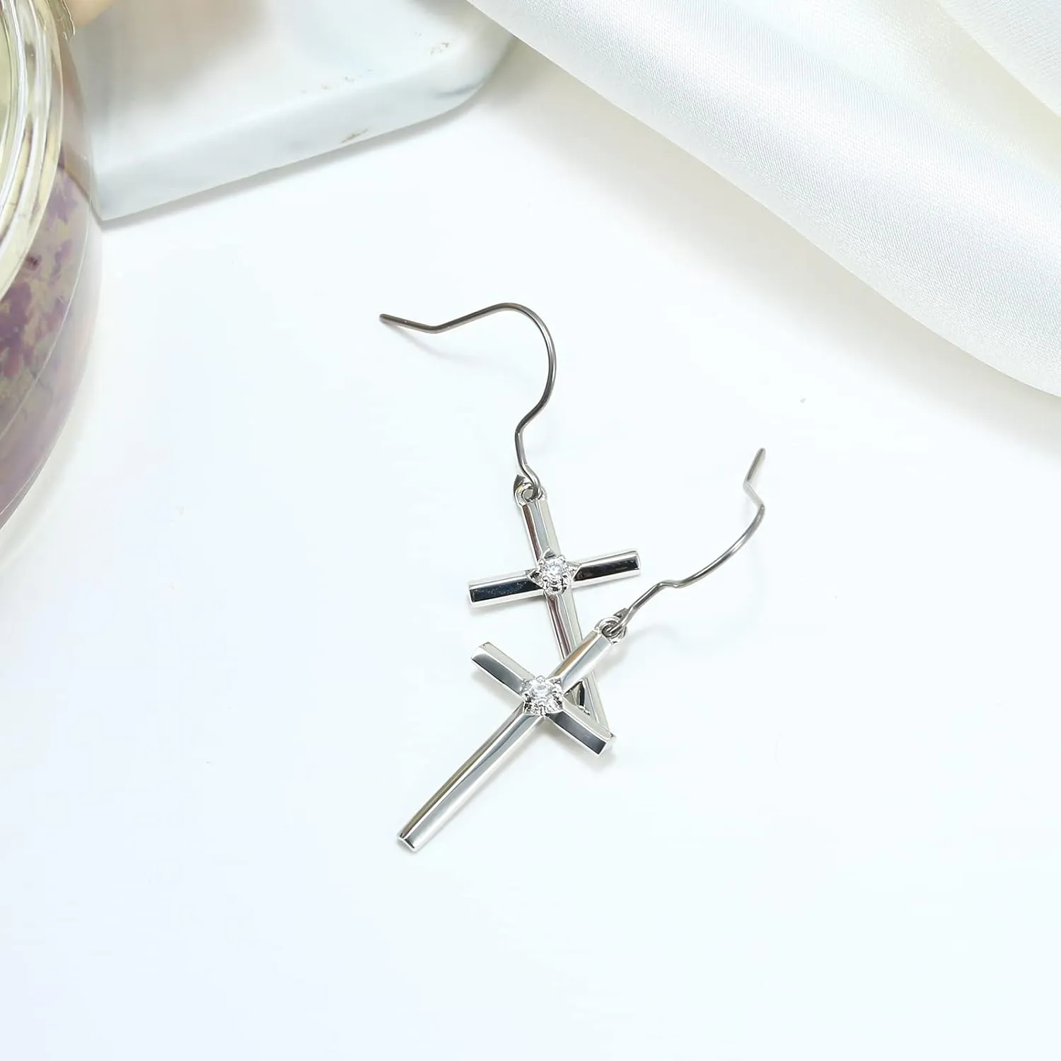 Pure Titanium Earring Hook For Sensitive Ear Fashion Jewelry Copper Celtic Good Luck Knot/CZ Cross/Heart Birthstone Crystal Drop Earrings For Women