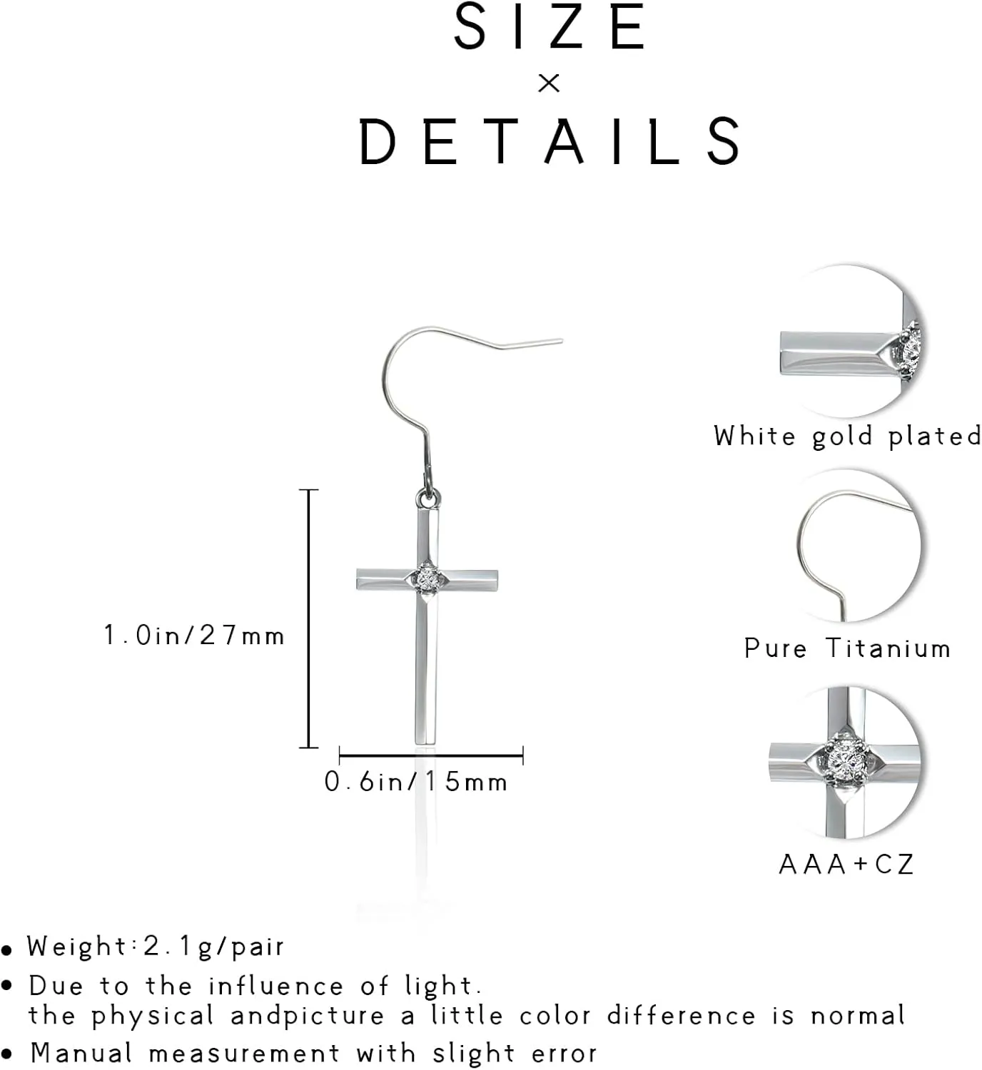 Pure Titanium Earring Hook For Sensitive Ear Fashion Jewelry Copper Celtic Good Luck Knot/CZ Cross/Heart Birthstone Crystal Drop Earrings For Women