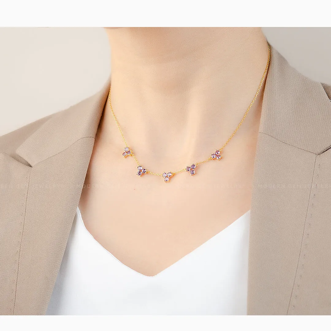 Purple Necklace with Amethyst in Yellow Gold