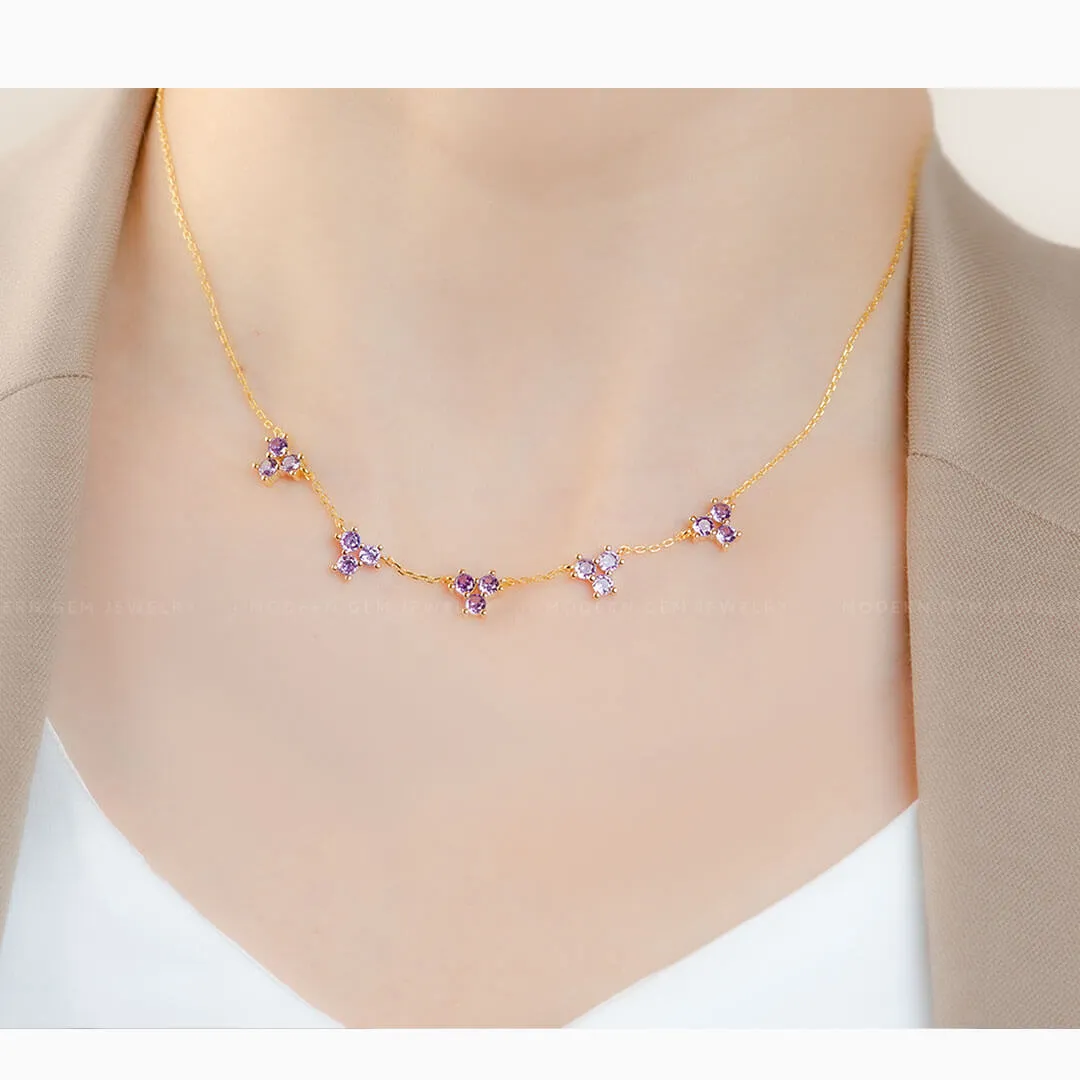 Purple Necklace with Amethyst in Yellow Gold
