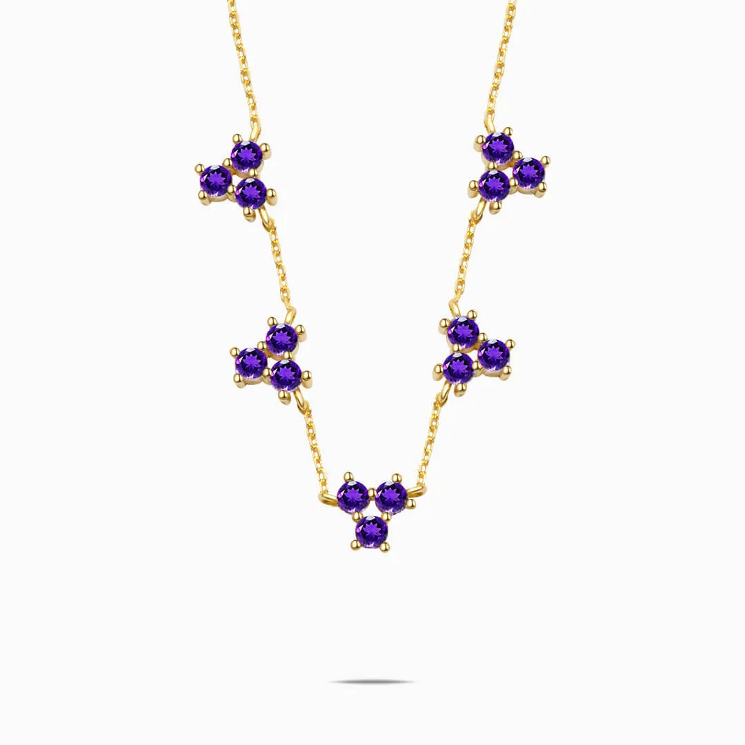 Purple Necklace with Amethyst in Yellow Gold