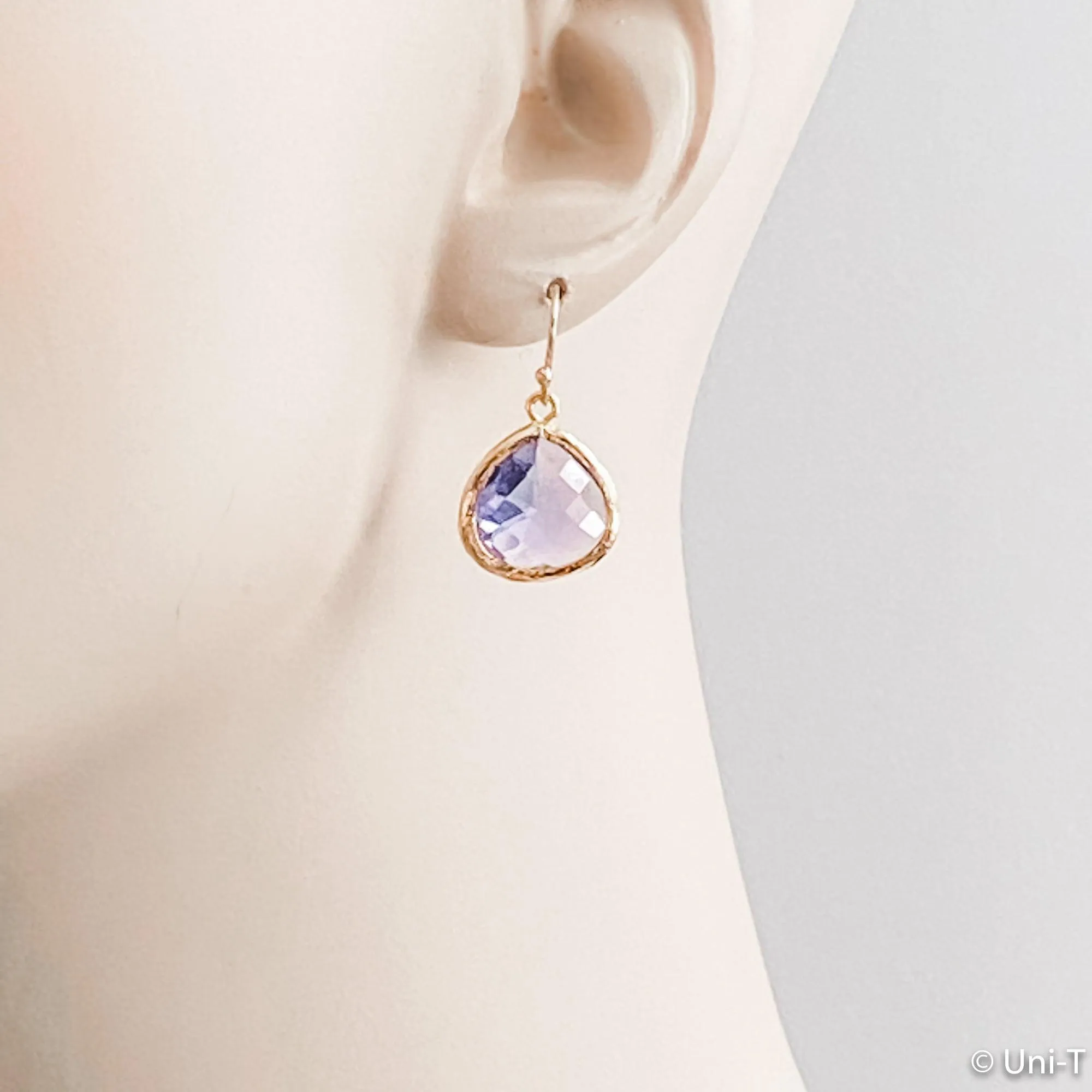 Purple Small Gem Drop Earrings