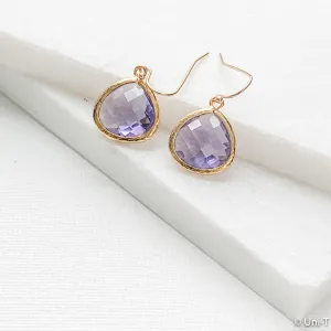 Purple Small Gem Drop Earrings