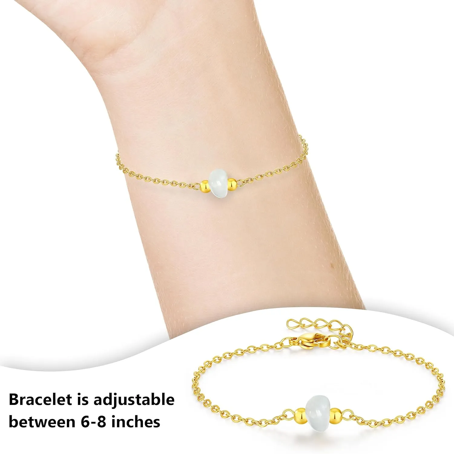 Raw Stone Healing Bracelet for Meditation,Cleansing and Relaxing Purpose- Women's Crystal Jewelry for Clarity & Tranquility