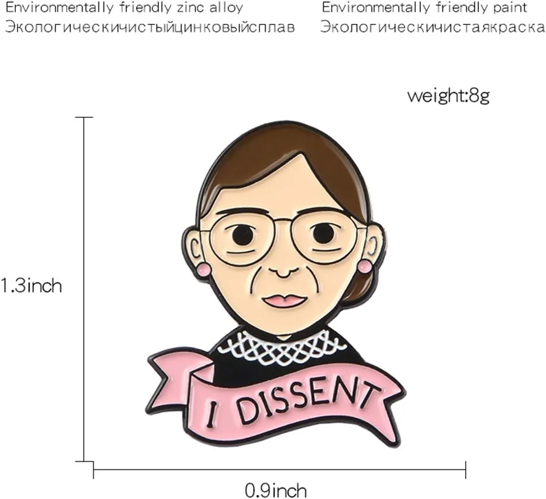 RBG Pins Ruth Bader Ginsburg Pins I Dissent Pins RBG Dissent Collar Feminism Pins Women'S Rights Judge Badge Pins 4 pcs
