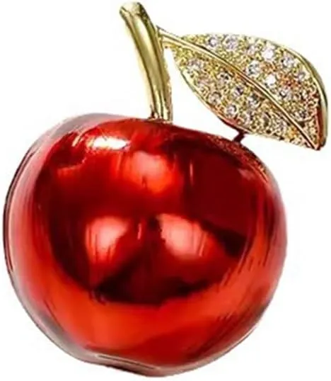 Red Apple Fruit Little Brooch Rhinestone Crystal Lapel Pin for Women Girls Men Cute Dress Accessories Brooches Xmas Festival Ornament Christmas Eve School Teacher Student Appreciation Award Gift Corsage Pin Jewelry Birthday Graduation