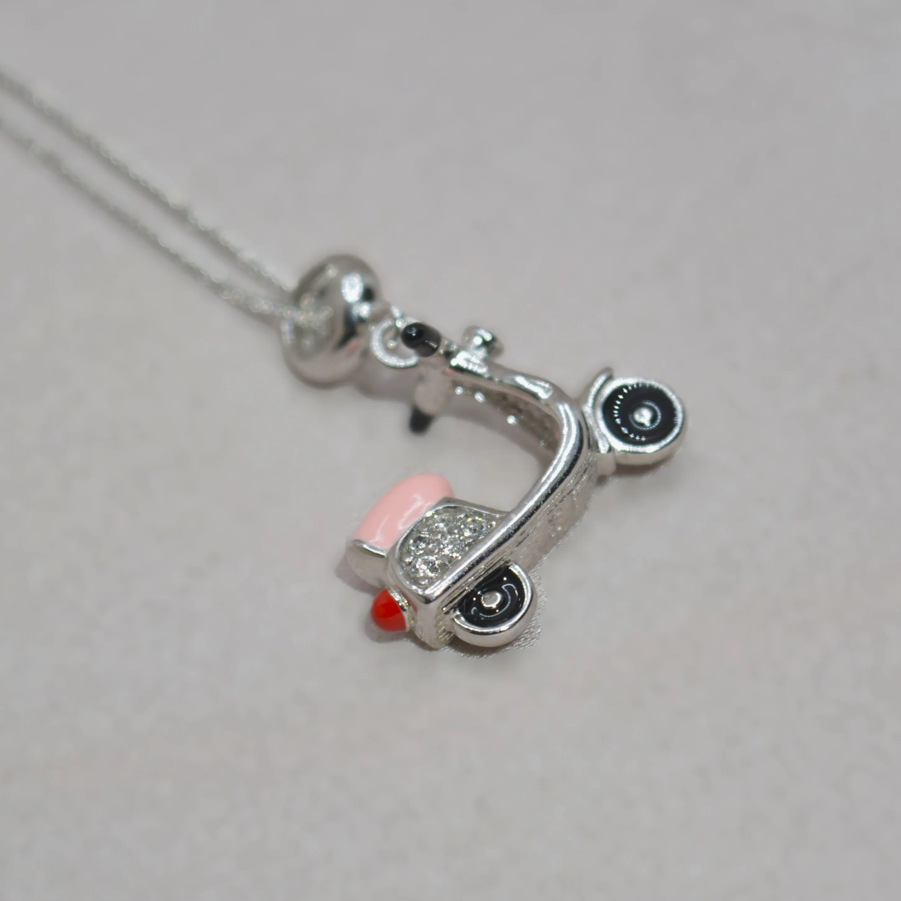 Retro Scooter Charm Pendant - 925 Silver Jewelry