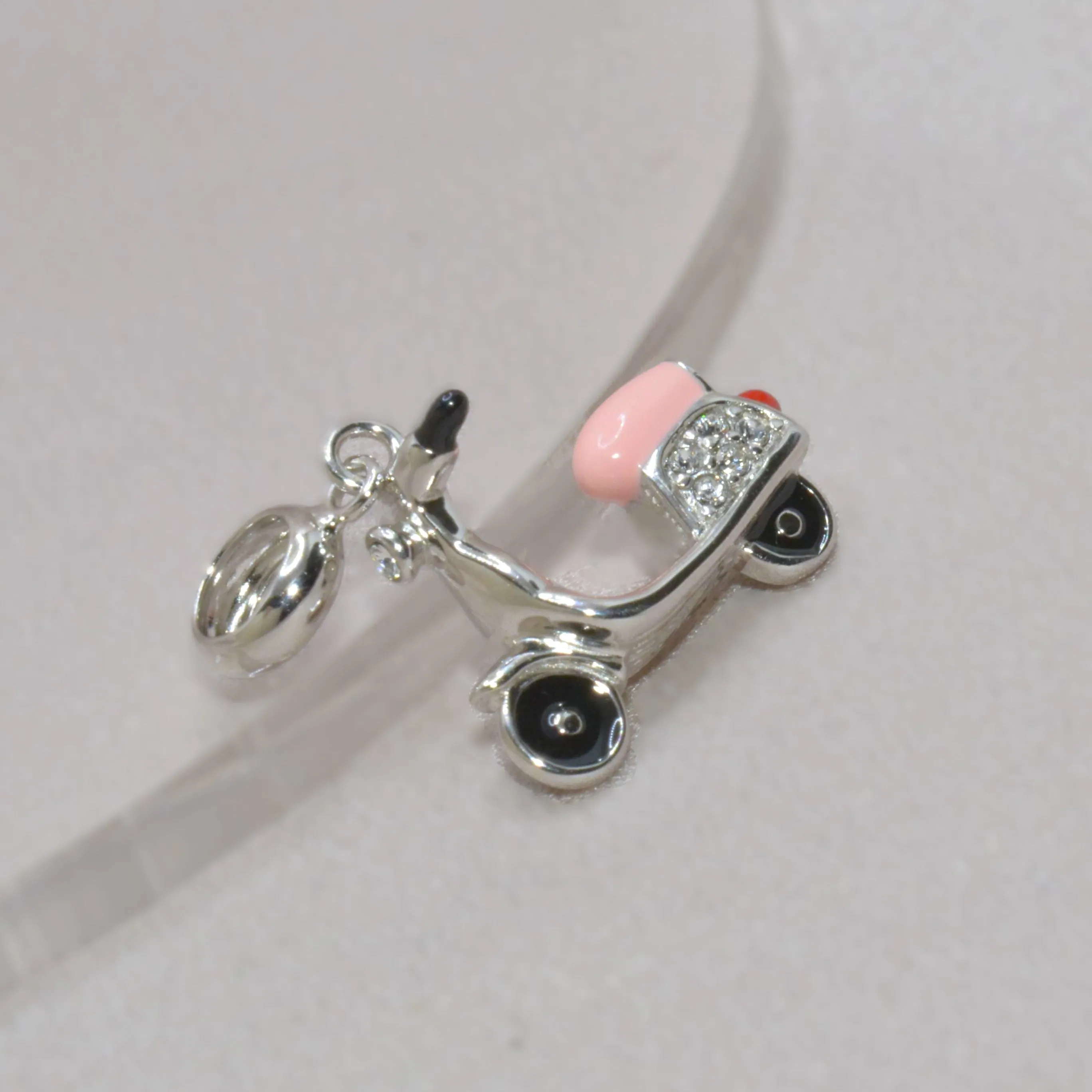 Retro Scooter Charm Pendant - 925 Silver Jewelry