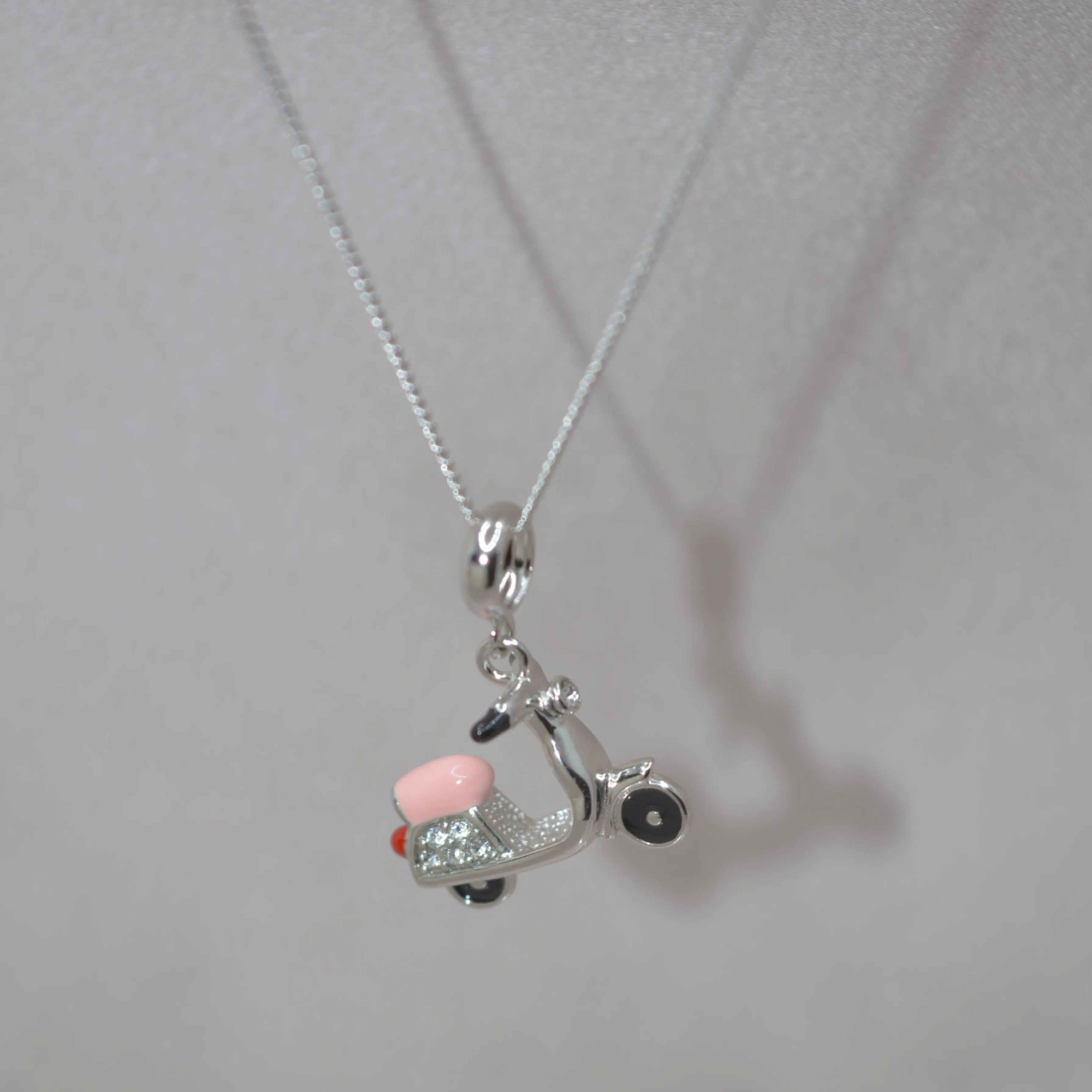Retro Scooter Charm Pendant - 925 Silver Jewelry
