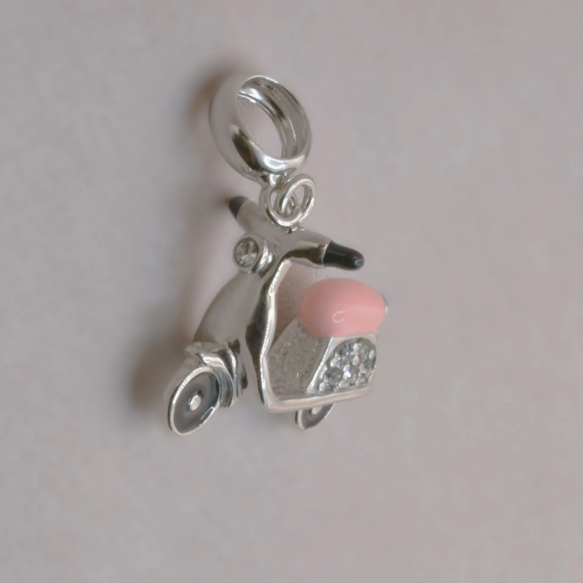 Retro Scooter Charm Pendant - 925 Silver Jewelry