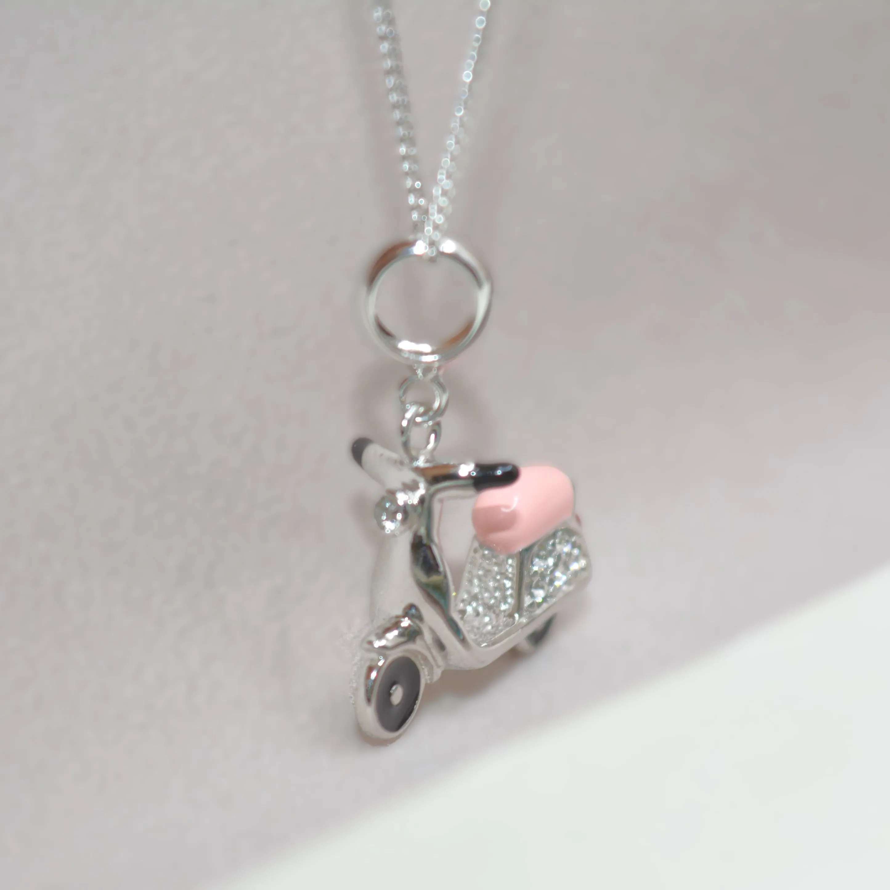 Retro Scooter Charm Pendant - 925 Silver Jewelry