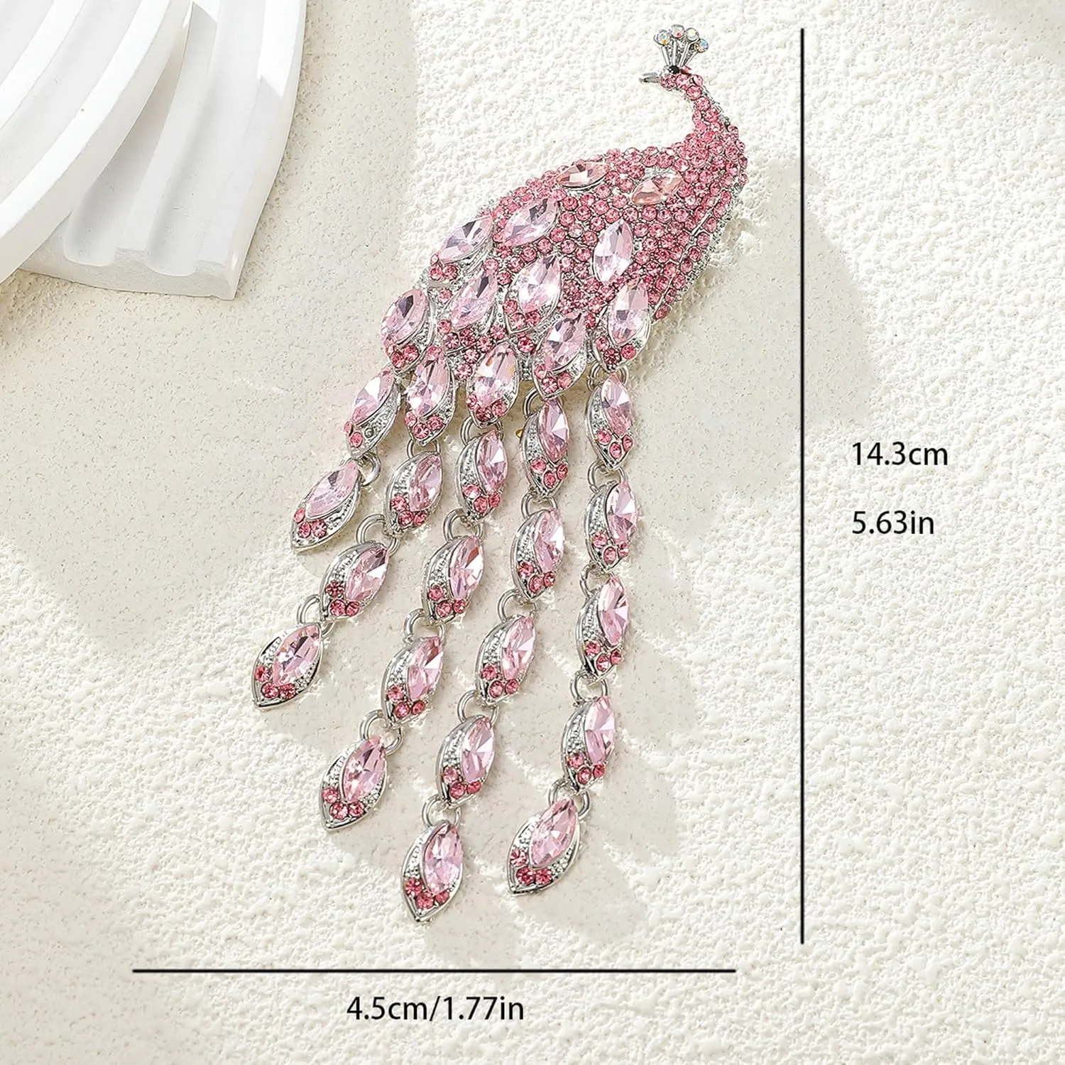 Rhinestone Peacock Tassel Brooch Pins for Women Fashion