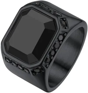Richsteel Black Onyx Signet Ring for Men