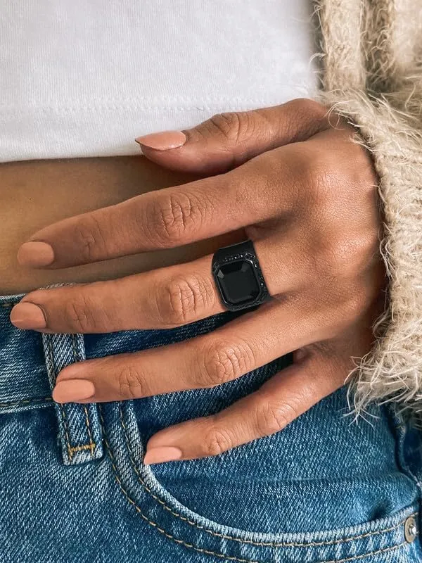 Richsteel Black Onyx Signet Ring for Men