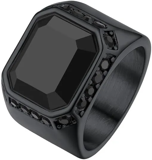 Richsteel Black Onyx Signet Ring for Men