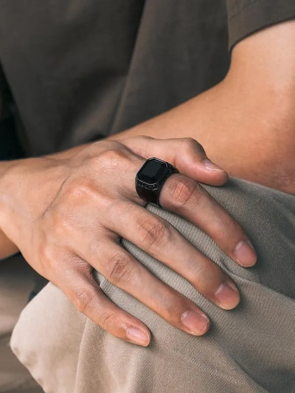 Richsteel Black Onyx Signet Ring for Men