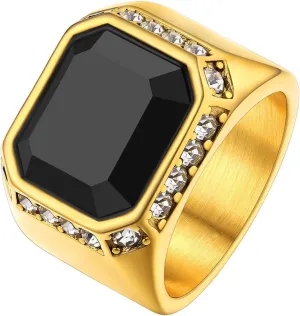 Richsteel Black Onyx Signet Ring for Men