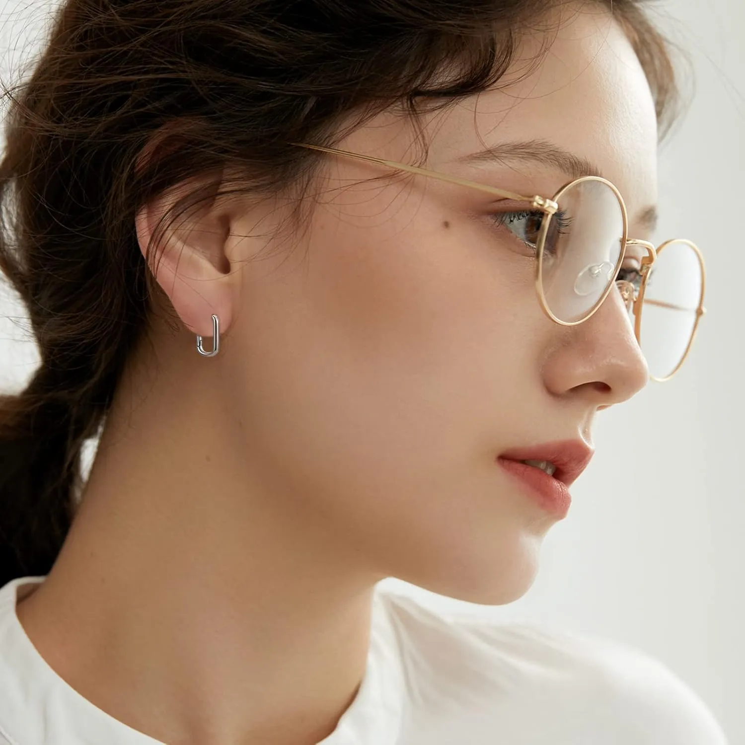 Ritach Sterling Silver Earrings for Women Chunky Silver Square Hoop Earrings Sets Hypoallergenic Geometric Minimalist Rectangle Hoops Jewelry Gifts for Women