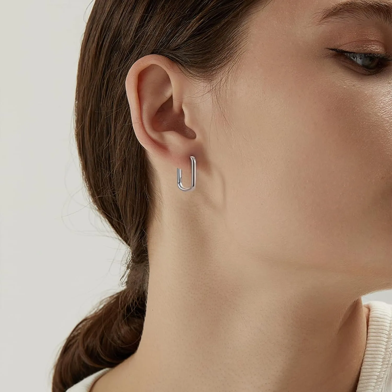 Ritach Sterling Silver Earrings for Women Chunky Silver Square Hoop Earrings Sets Hypoallergenic Geometric Minimalist Rectangle Hoops Jewelry Gifts for Women