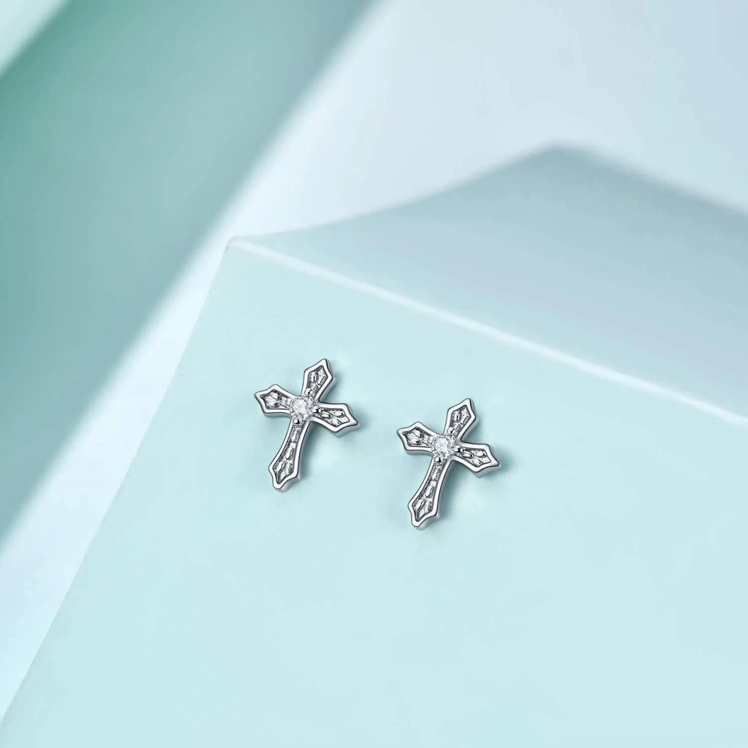Rnivida 925 Sterling Silver Cross Stud Earrings for Women