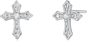Rnivida 925 Sterling Silver Cross Stud Earrings for Women