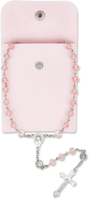 Rosary for Women - Catholic Prayer Rosary Beads Necklace with Crucifix Cross,Perfect Catholic Gifts for Women,With a Pink Velvet Gift Bag 