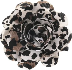 Rose Flower Brooches and Pins for Women, 4 Inch Lapel Pins Dainty Satin Fabric Big Camellia Hair Flowers Clips for Wedding/Parties/Clothes/Jewelry [10cm, Beige]