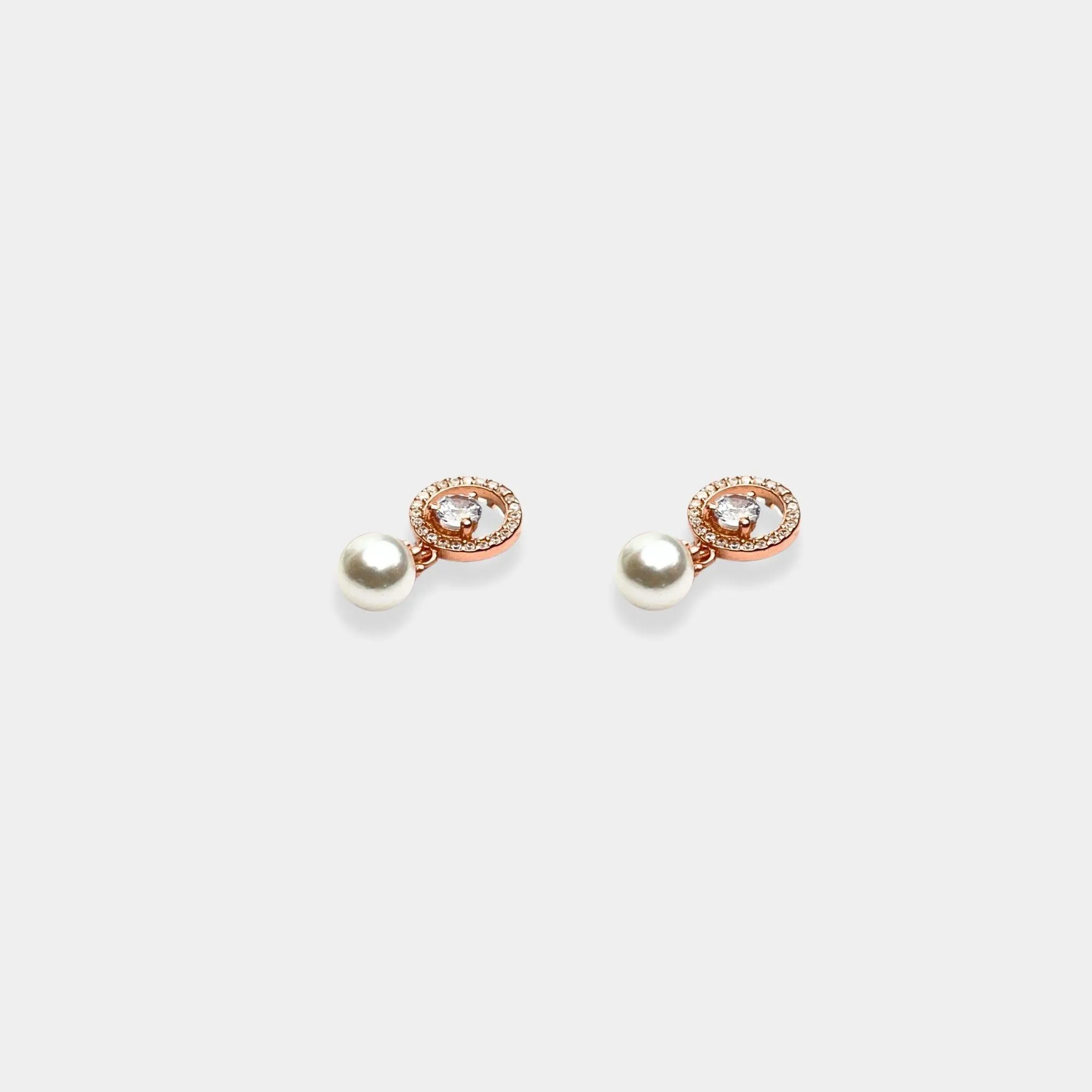 rose gold luster pearl elegance earrings