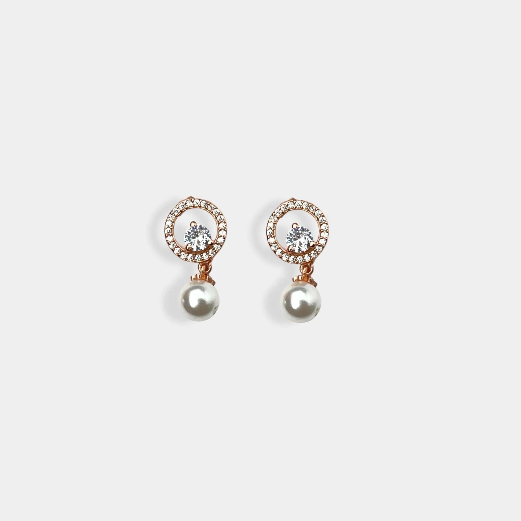 rose gold luster pearl elegance earrings