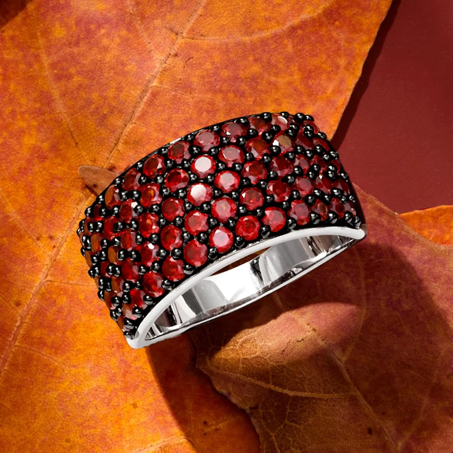 Ross-Simons 2.26 ct. t.w. Garnet Multi-Row Ring in Sterling Silver