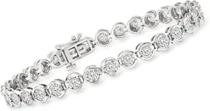Ross-Simons 3.00 ct. t.w. Bezel-Set Diamond Tennis Bracelet in Sterling Silver