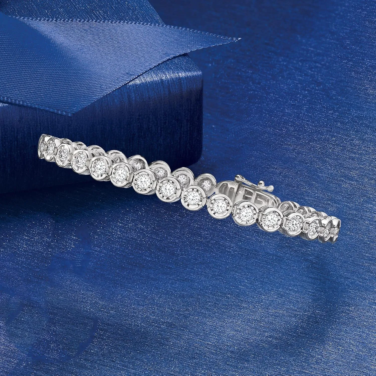 Ross-Simons 3.00 ct. t.w. Bezel-Set Diamond Tennis Bracelet in Sterling Silver