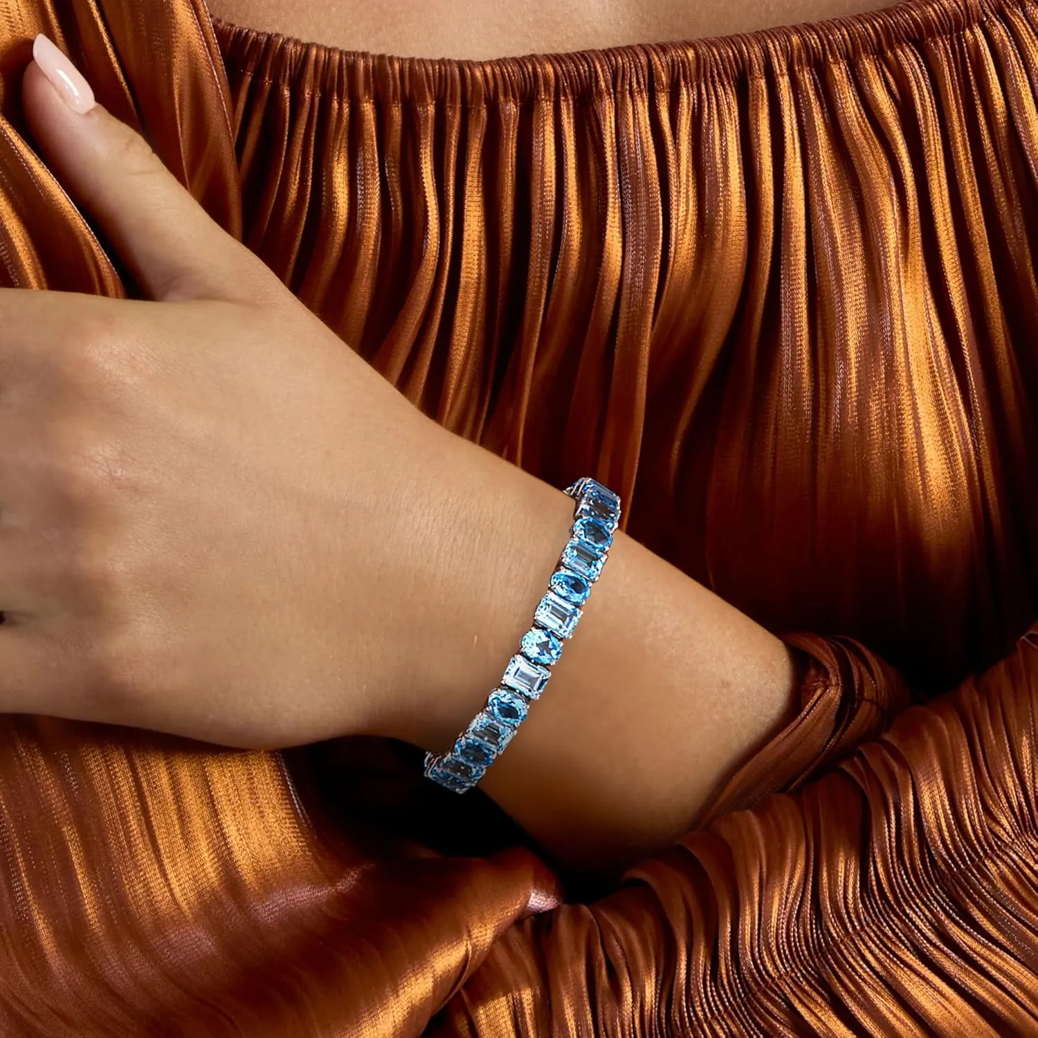 Ross-Simons 45.00 ct. t.w. Swiss and Sky Blue Topaz Bracelet in Sterling Silver
