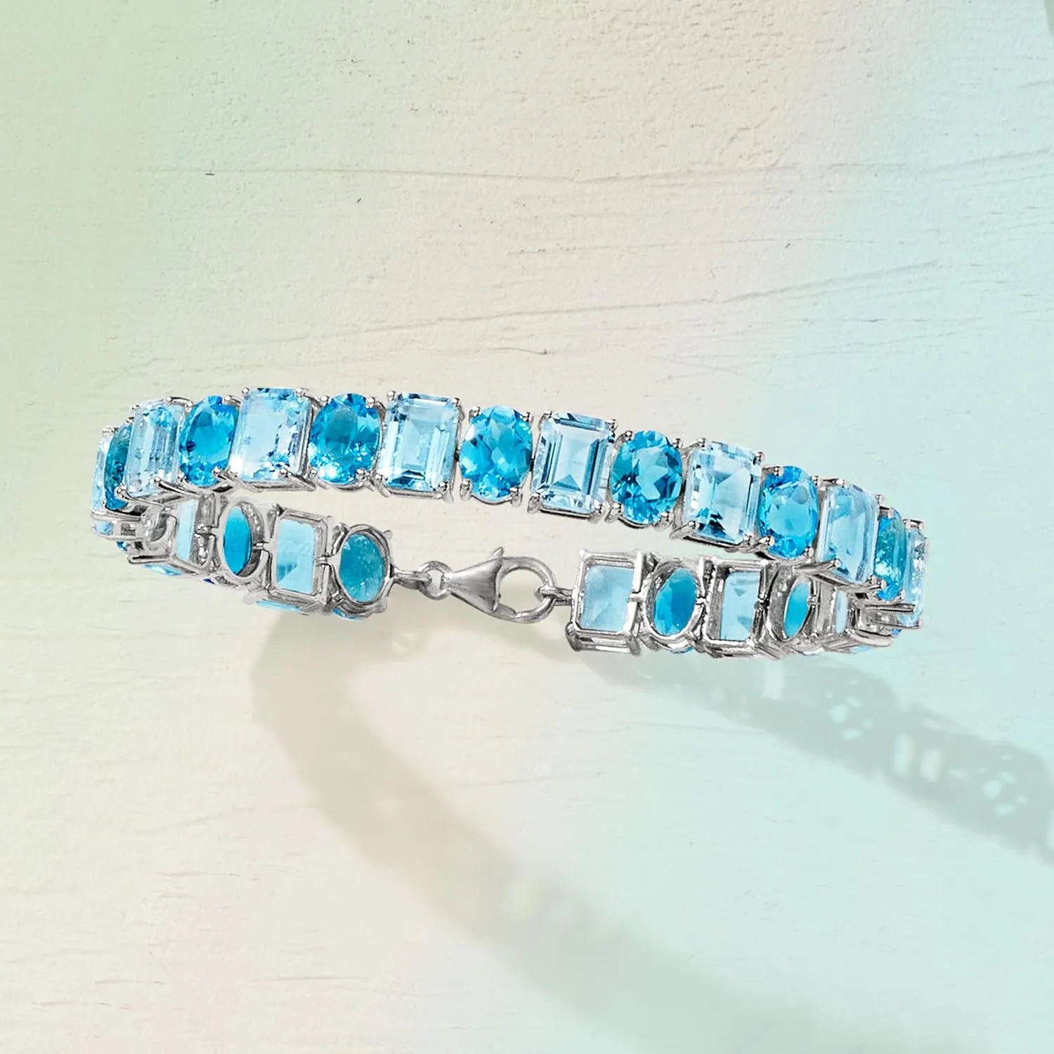 Ross-Simons 45.00 ct. t.w. Swiss and Sky Blue Topaz Bracelet in Sterling Silver