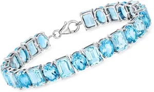 Ross-Simons 45.00 ct. t.w. Swiss and Sky Blue Topaz Bracelet in Sterling Silver
