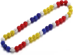 RWQIAN Baseball Beaded Necklace for Men Boys, Bling Drip Chains Inspired Accessory With Diamond Rhinestone Discoball, Jewelry Making Gift for Baseball Team Athletes