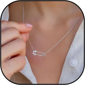 Safety Pin Necklace Paperclip Chain Necklace for Women Trendy Gold Charm Necklace Chunky Chain Necklace Gold Paperclip Choker Necklace Stocking Stuffers Jewelry Gifts