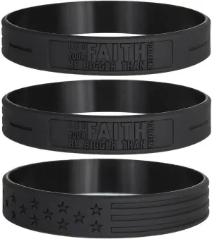Sainstone Power of Faith Let Faith Bigger Than Fear Inspirational Silicone Bracelets with American Flag - Faith Over Fear Motivational Wristband Gifts for Fight Epidemic for Men Women