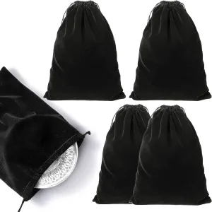 Saintrygo 4 Pieces Silver Storage Bags Anti Tarnish Cloth Bag for Storage, Jewelry, Flatware, Silverplate, Silver Polishing Cloth for Tarnish Cleaning(9.8 x 12.8 Inch,Black)