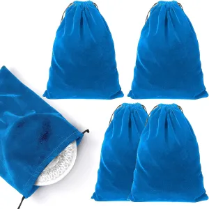 Saintrygo 4 Pieces Silver Storage Bags Anti Tarnish Cloth Bag for Storage, Jewelry, Flatware, Silverplate, Silver Polishing Cloth for Tarnish Cleaning(9.8 x 12.8 Inch,Blue)