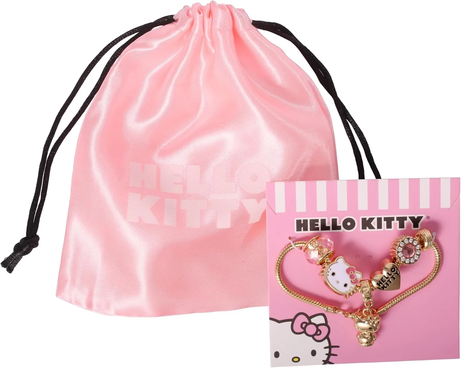 SALLY ROSE Charm Bracelets for Women, 7" Charm Bracelet with 6 Charms Featuring Hello Kitty, Stitch, and Minnie Mouse Official License