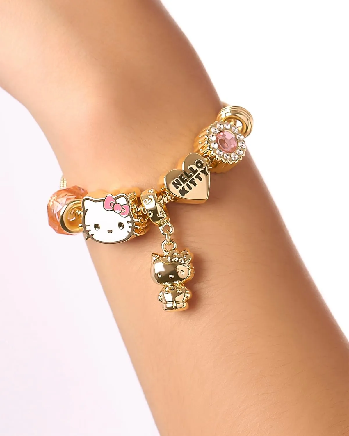 SALLY ROSE Charm Bracelets for Women, 7" Charm Bracelet with 6 Charms Featuring Hello Kitty, Stitch, and Minnie Mouse Official License