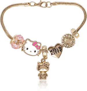 SALLY ROSE Charm Bracelets for Women, 7" Charm Bracelet with 6 Charms Featuring Hello Kitty, Stitch, and Minnie Mouse Official License