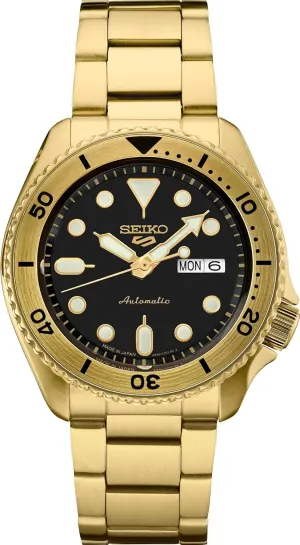 SEIKO Automatic Watch for Men - 5 Sports Collection - Men's Sport Watch with Stainless Steel Gold Finish - Water-Resistant 100M