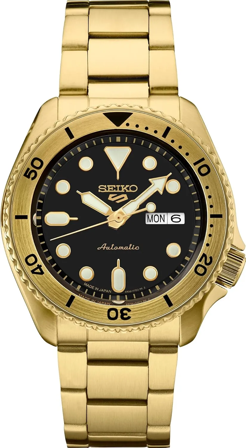 SEIKO Automatic Watch for Men - 5 Sports Collection - Men's Sport Watch with Stainless Steel Gold Finish - Water-Resistant 100M