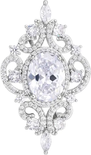 SELOVO Wedding Formal Accessory Cubic Zirconia Brooch Pendant Pin