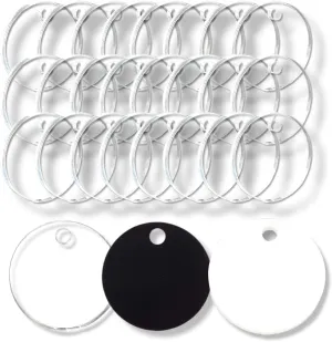 Set of 25 1 Clear Acrylic Circles with Hole (1/8") for Ornaments, Keychains - 3mm, 1/8" Thick Clear Cast Acrylic, (1 Inch, Clear)
