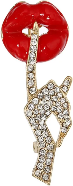 Sexy Red Lips Brooch for Women Rhinestone Lips Shape Brooch Pin Crystal Quiet Gestures Brooches Lapel Pins Elegant Clothing Hat Bag Accessories Christmas Birthday Party Valetine's Day Costume Jewelry